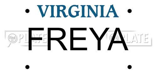 FREYA Virginia License Plate