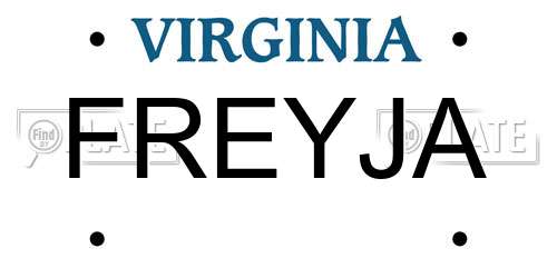 FREYJA Virginia License Plate