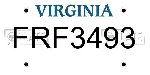 FRF3493 Virginia License Plate