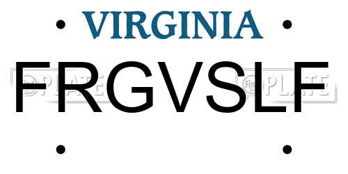 FRGVSLF Virginia License Plate