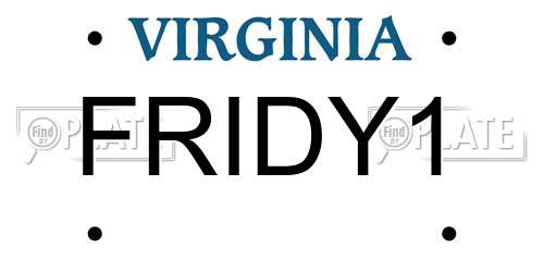 FRIDY1 Virginia License Plate