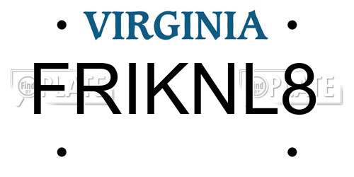 FRIKNL8 Virginia License Plate