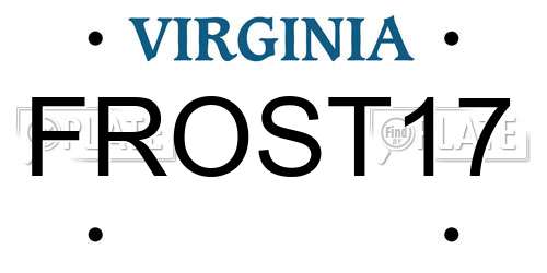 FROST17 Virginia License Plate