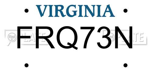FRQ73N Virginia License Plate