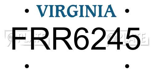 FRR6245 Virginia License Plate