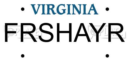 FRSHAYR Virginia License Plate