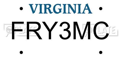 FRY3MC Virginia License Plate