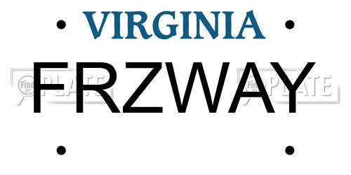 FRZWAY Virginia License Plate
