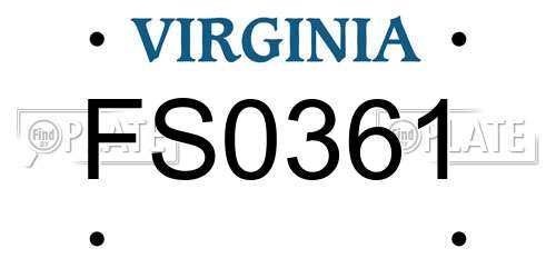 FS0361 Virginia License Plate