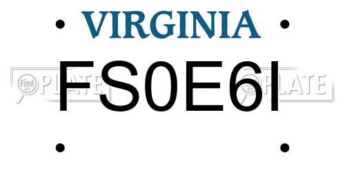 FS0E6I Virginia License Plate