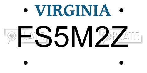 FS5M2Z Virginia License Plate