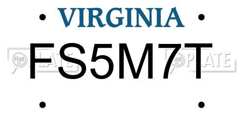 FS5M7T Virginia License Plate