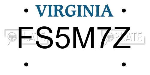 FS5M7Z Virginia License Plate