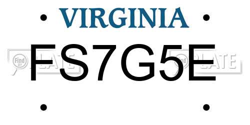 FS7G5E Virginia License Plate
