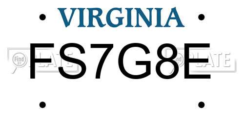 FS7G8E Virginia License Plate