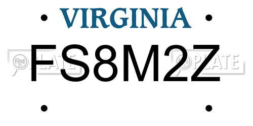FS8M2Z Virginia License Plate