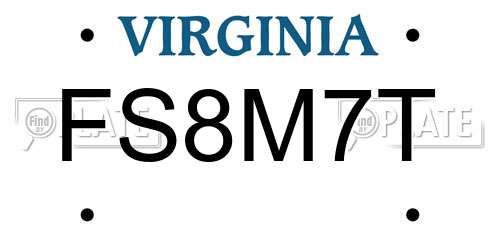 FS8M7T Virginia License Plate