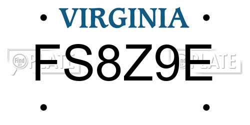 FS8Z9E Virginia License Plate