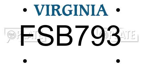 FSB793 Virginia License Plate