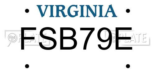 FSB79E Virginia License Plate