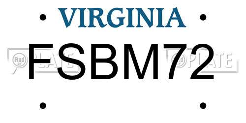 FSBM72 Virginia License Plate