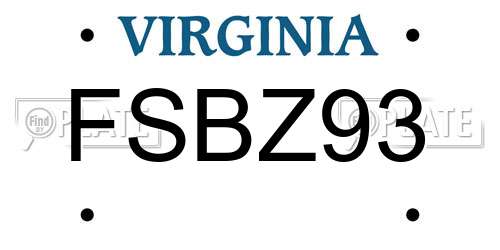 FSBZ93 Virginia License Plate