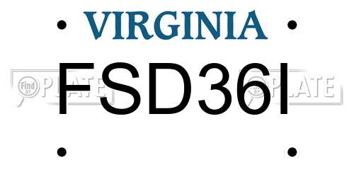 FSD36I Virginia License Plate