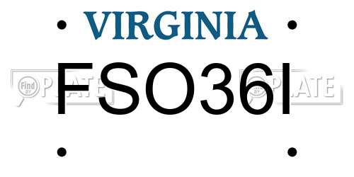 FSO36I Virginia License Plate