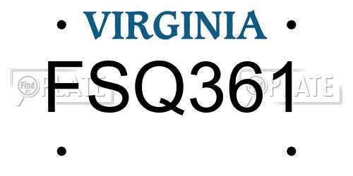 FSQ361 Virginia License Plate