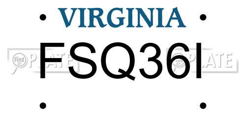 FSQ36I Virginia License Plate