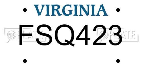 FSQ423 Virginia License Plate
