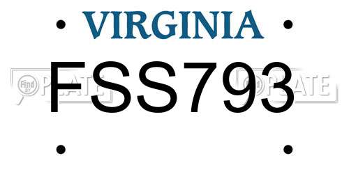 FSS793 Virginia License Plate