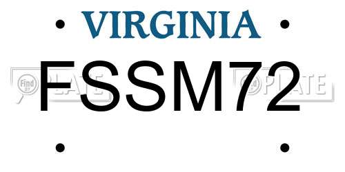FSSM72 Virginia License Plate