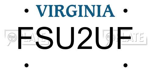 FSU2UF Virginia License Plate