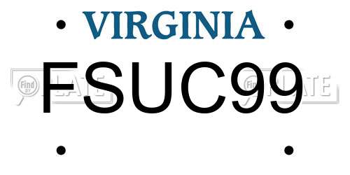 FSUC99 Virginia License Plate