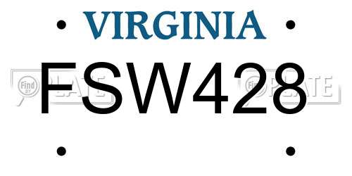 FSW428 Virginia License Plate