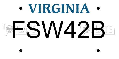 FSW42B Virginia License Plate