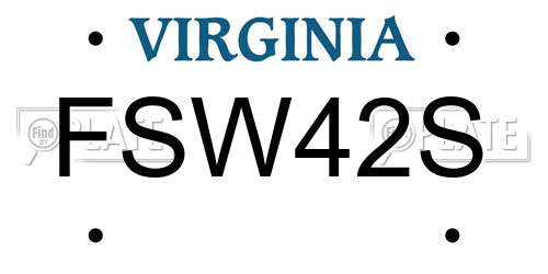 FSW42S Virginia License Plate