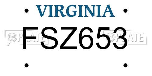 FSZ653 Virginia License Plate