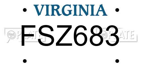 FSZ683 Virginia License Plate