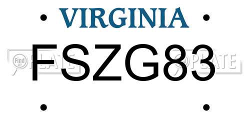 FSZG83 Virginia License Plate