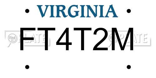 FT4T2M Virginia License Plate