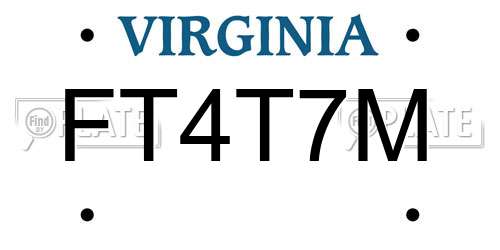 FT4T7M Virginia License Plate