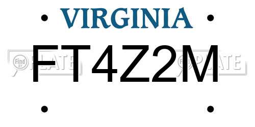 FT4Z2M Virginia License Plate