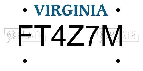 FT4Z7M Virginia License Plate
