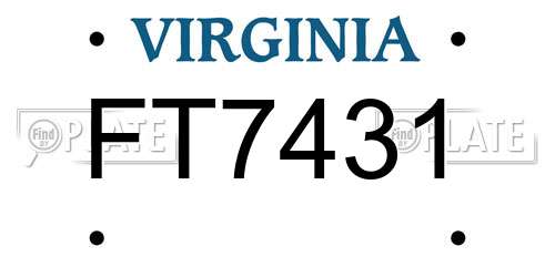 FT7431 Virginia License Plate