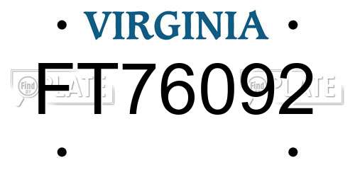 FT76092 Virginia License Plate