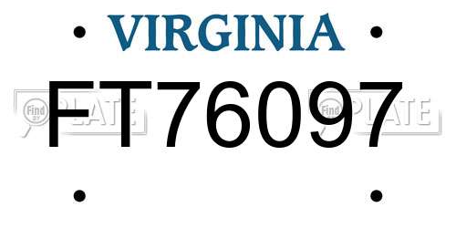 FT76097 Virginia License Plate