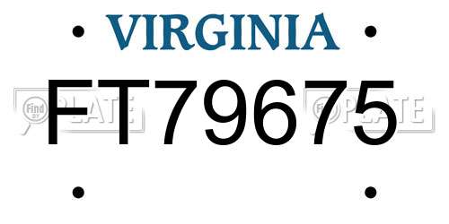 FT79675 Virginia License Plate