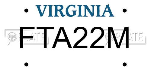 FTA22M Virginia License Plate